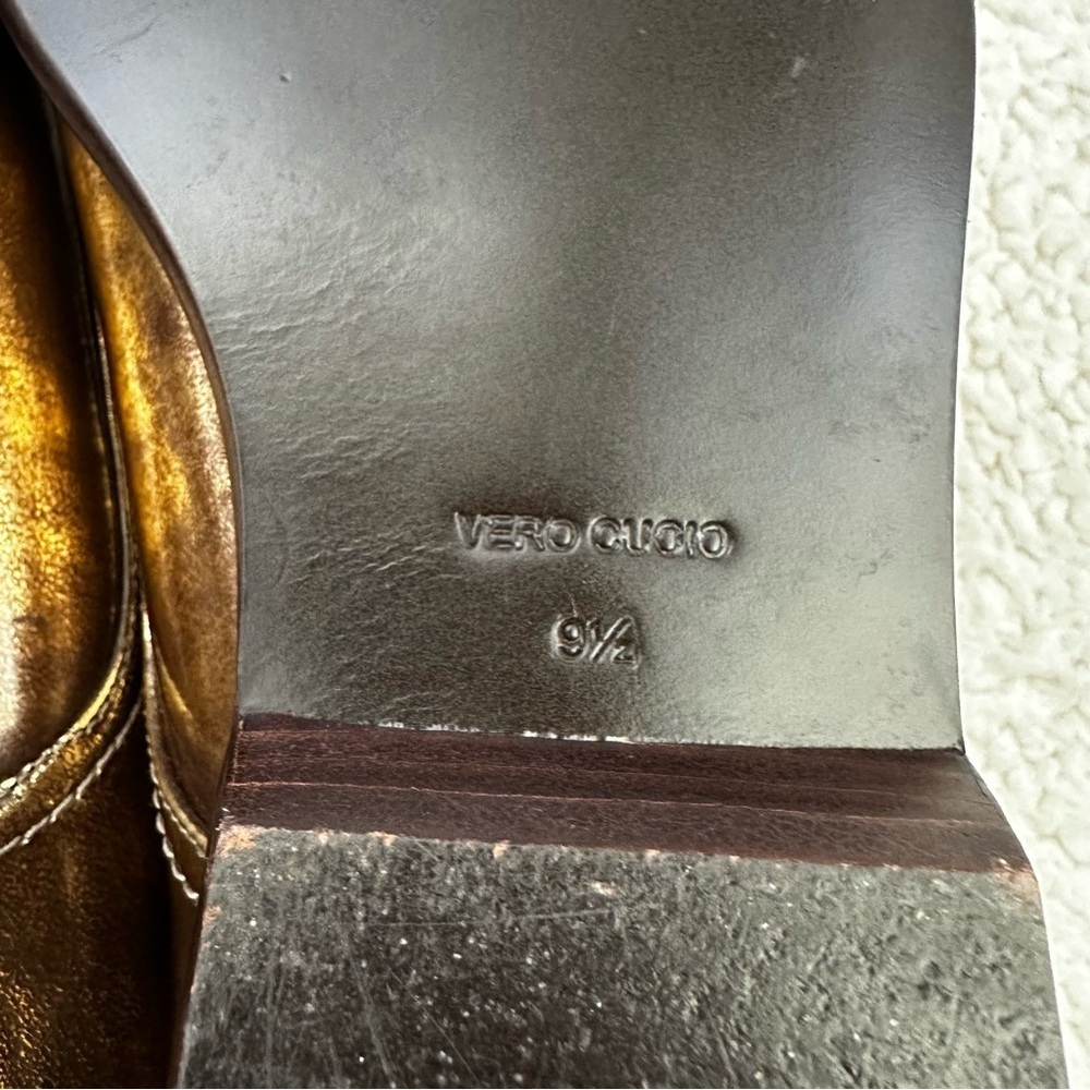 Pour La Victoire Gold Metallic Leather Lace-Up Flats - Picture 8 of 11